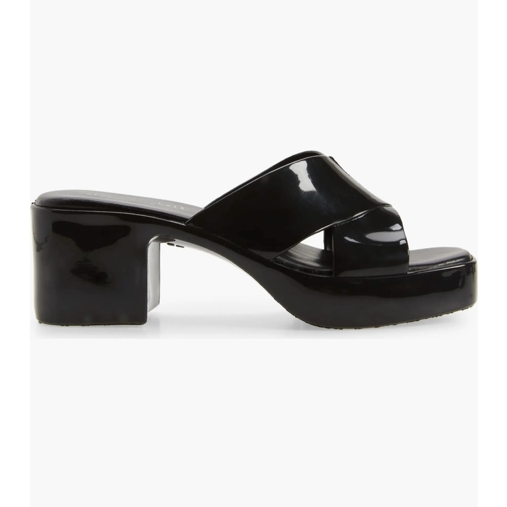 Jeffrey Campbell Black Patent Bubblegum Jelly Slides. Sz 10,  NEW